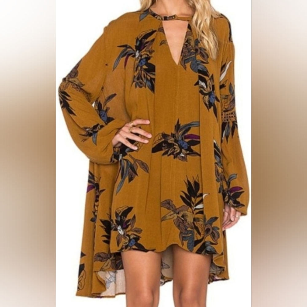 Free People Mustard Tree Swing Dress Size Small